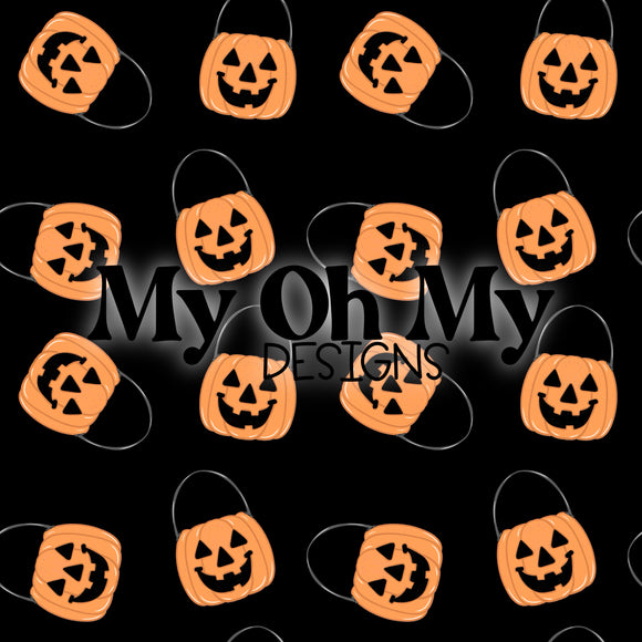 Halloween pumpkins trick of treat bucket - Seamless File
