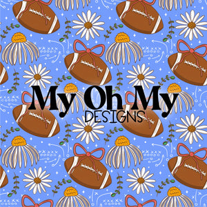 Football, flowers, floral, bow - Seamless File