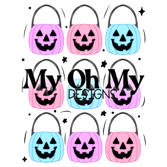 Halloween pumpkins trick of treat bucket - PNG File