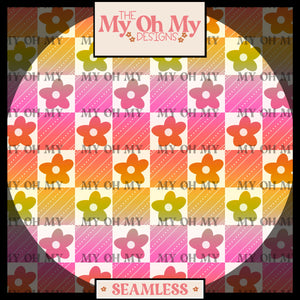 Checkerboard Flowers, Floral - Seamless File