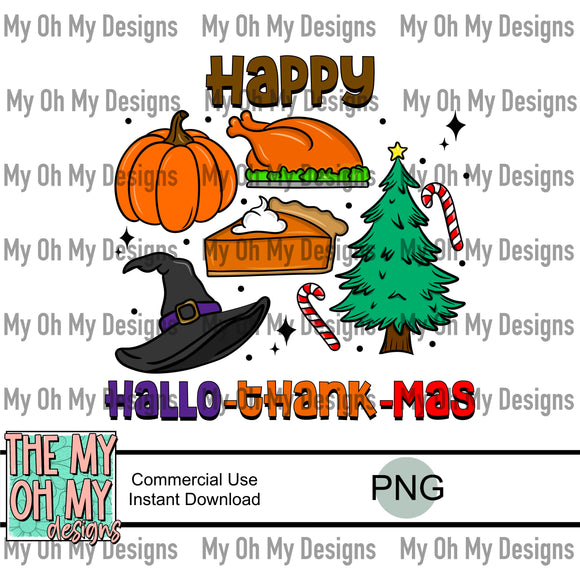 Happy Hallo-Thank-Mas, Halloween, thanksgiving, Christmas - PNG File