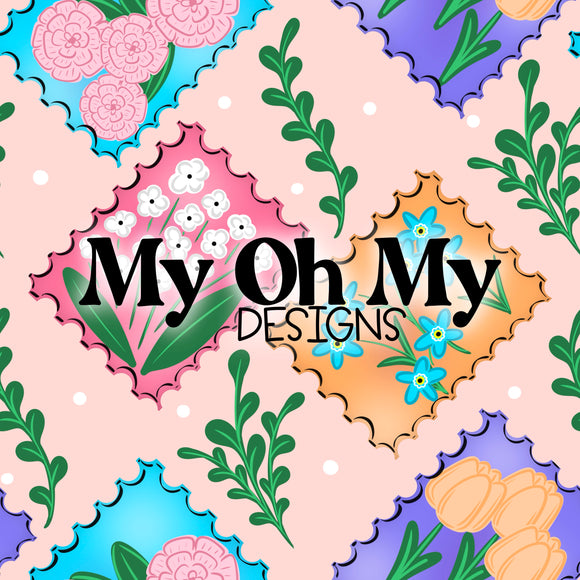 Floral Stamps, Flowers - Seamless File