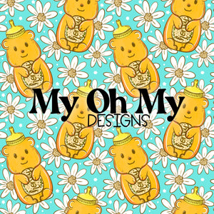 Honey Jar, Bear, Flowers, floral - Seamless File