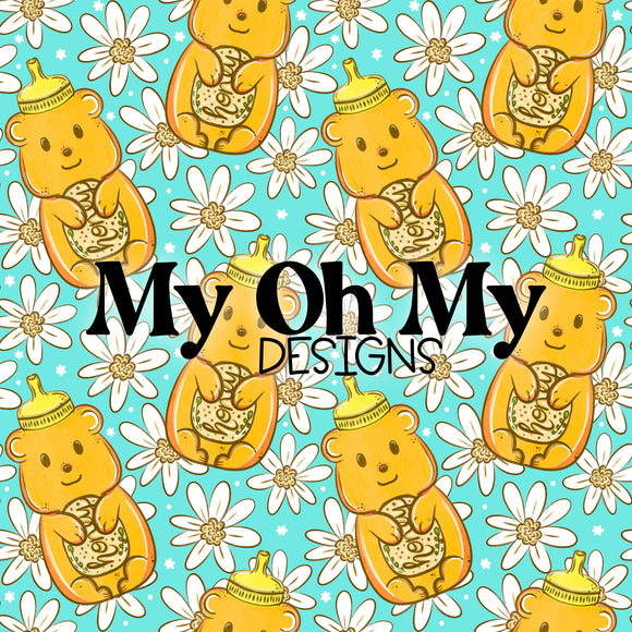 Honey Jar, Bear, Flowers, floral - Seamless File