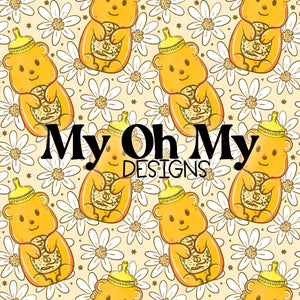 Honey Jar, Bear, Flowers, floral - Seamless File