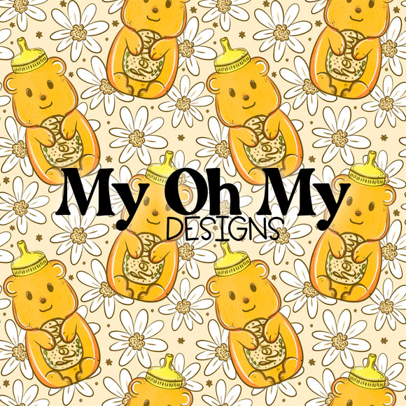 Honey Jar, Bear, Flowers, floral - Seamless File
