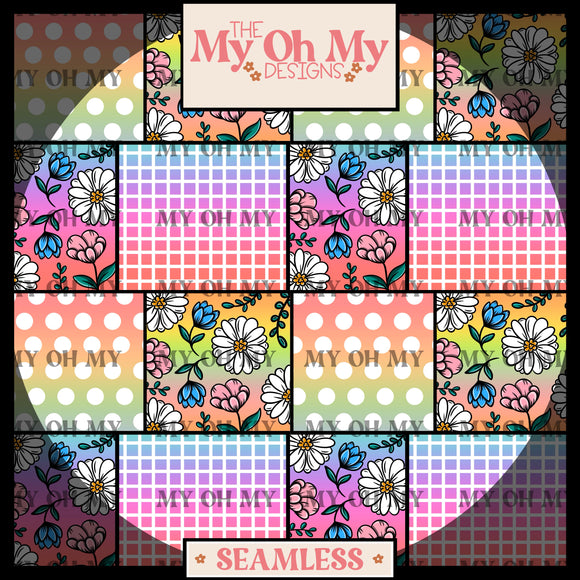 Flowers, floral patchwork - Seamless File