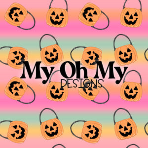 Halloween pumpkins trick of treat bucket - Seamless File