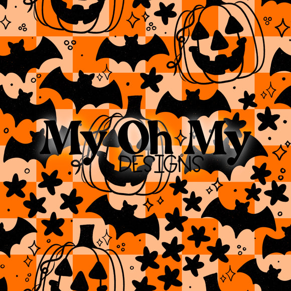 Pumpkins, bats, stars, Halloween - Seamless File