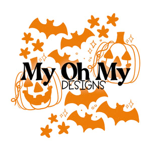 Pumpkins, bats, stars, Halloween - PNG File