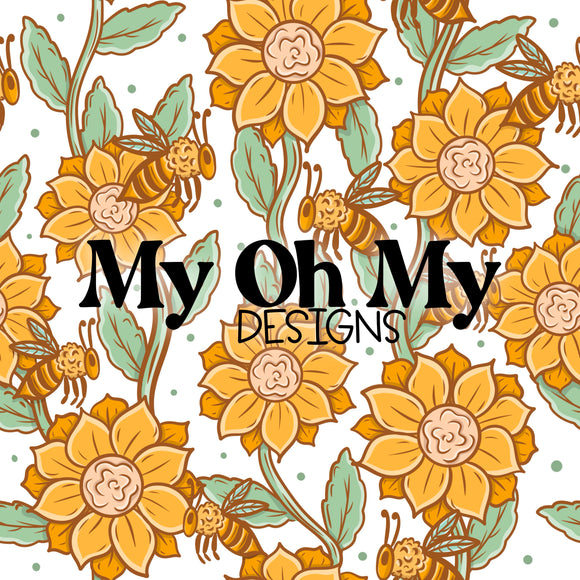 Flowers, bees - Seamless File