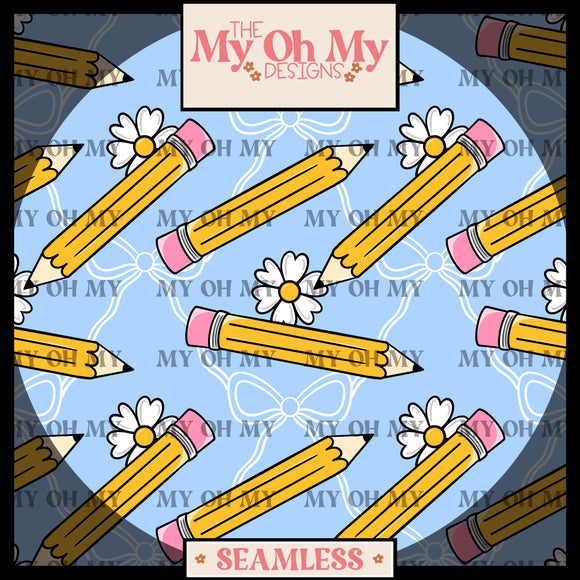 Pencils, bows, flowers, back to school - Seamless File