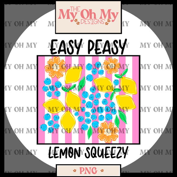 Easy Peasy Lemon Squeezy, Lemons, blueberries, blueberries, Flowers - Seamless file