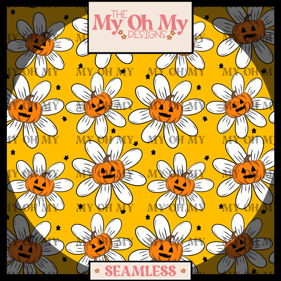 Pumpkin Flowers, floral, Halloween - Seamless File