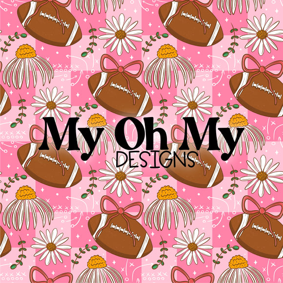 Football, flowers, floral, bow - Seamless File