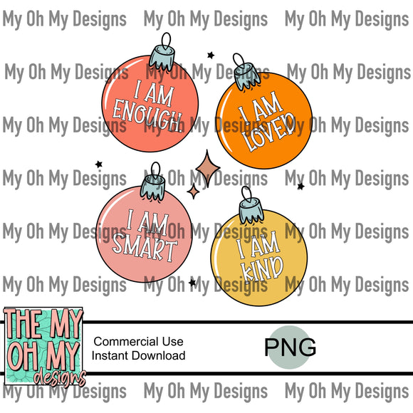 Affirmations ornaments, winter, Christmas - PNG File
