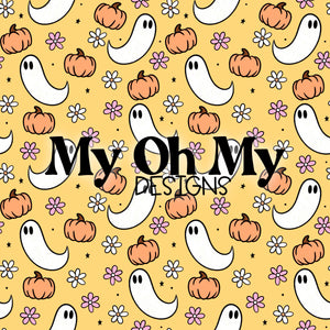 Flowers, Pumpkins, ghosts - Seamless File