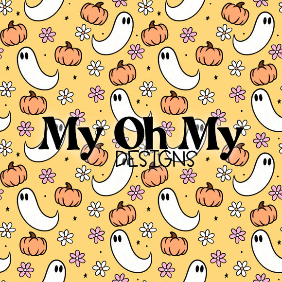 Flowers, Pumpkins, ghosts - Seamless File