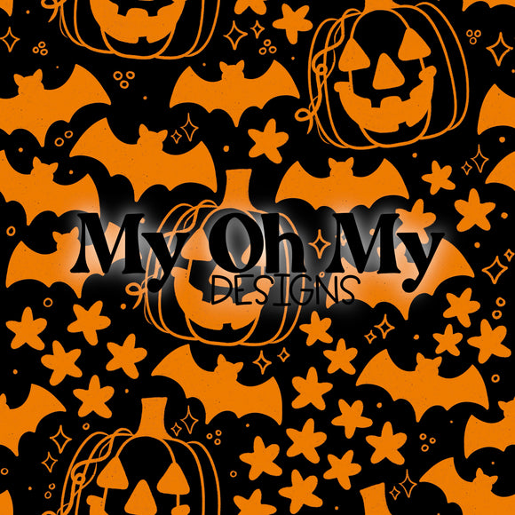 Pumpkins, bats, stars, Halloween - Seamless File