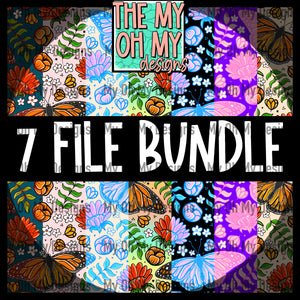 7 - Butterfly, floral, butterflies, flowers - Seamless File Bundle