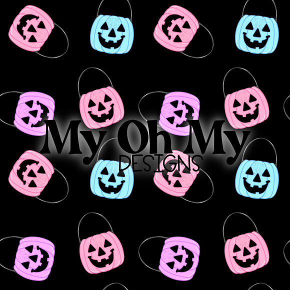 Halloween pumpkins trick of treat bucket - Seamless File