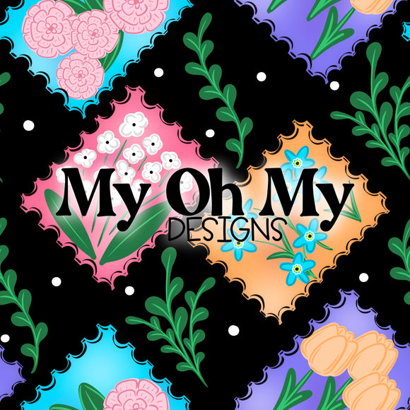 Floral Stamps, Flowers - Seamless File