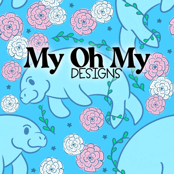 Manatee floral, flowers - Seamless File