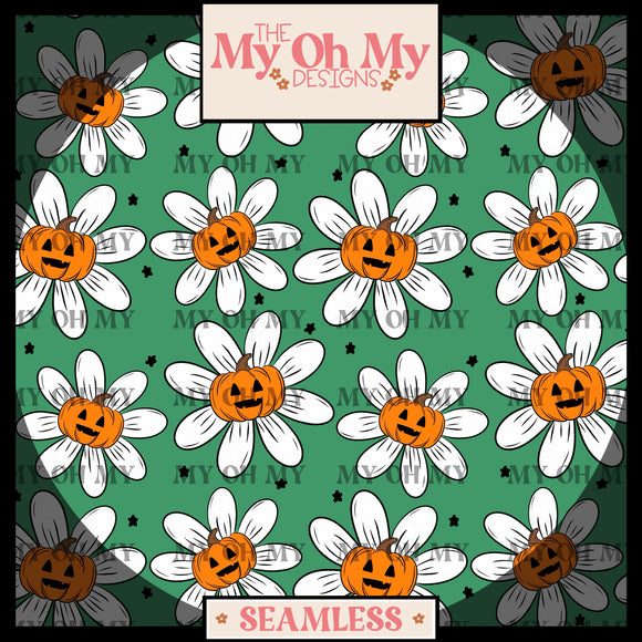 Pumpkin Flowers, floral, Halloween - Seamless File