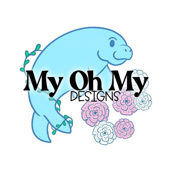 Manatee floral, flowers - PNG File
