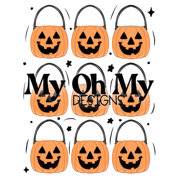 Halloween pumpkins trick of treat bucket - PNG File