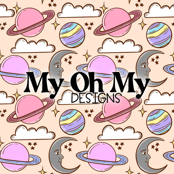 Moon, Planets, Clouds, Stars, Celestial - Seamless File