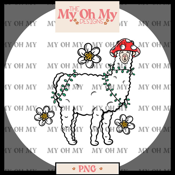 Llama, Flowers, floral - PNG File