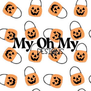 Halloween pumpkins trick of treat bucket - Seamless File