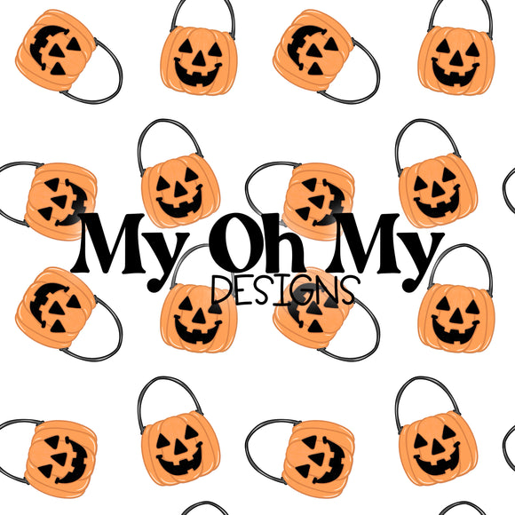 Halloween pumpkins trick of treat bucket - Seamless File