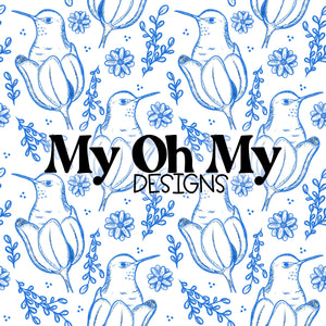 Hummingbirds, flowers - Seamless File