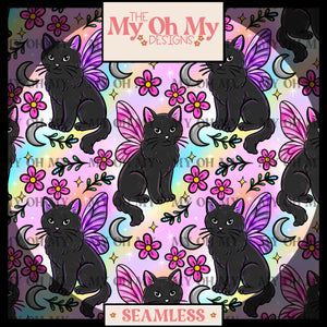 Fairy Cat, Flowers, Moon - Seamless File
