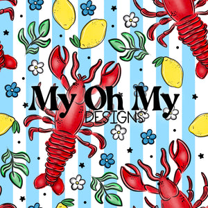 Lobster, Lemon, Flowers - Seamless File