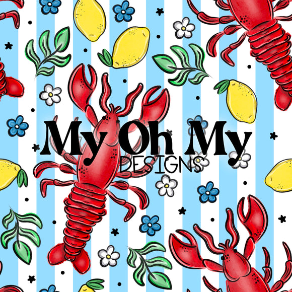 Lobster, Lemon, Flowers - Seamless File