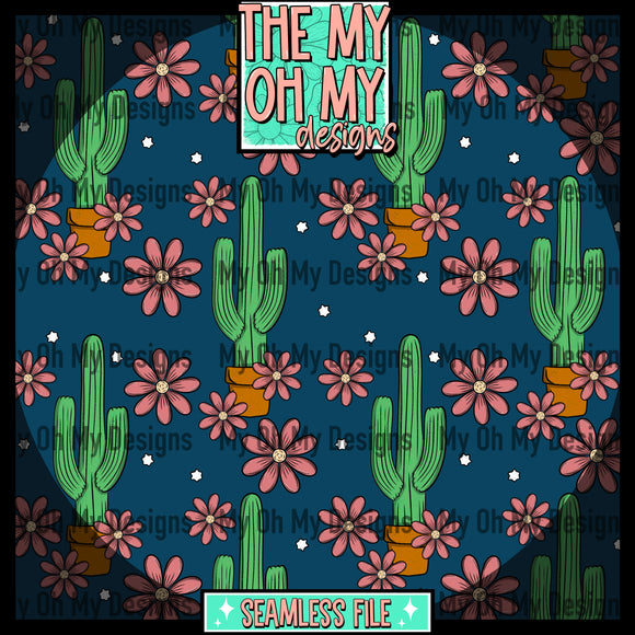 Floral Cactus, flowers - Seamless File