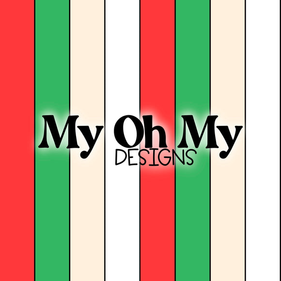 Red Green White Cream Stripes, geese, winter - Seamless File