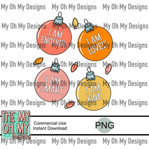 Affirmations ornaments, winter, Christmas - Seamless File