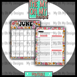 June Calendar and Daily schedule - JPG Printables