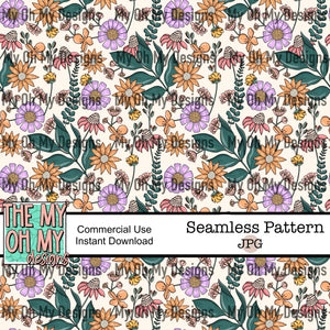 Boho flowers, floral - Seamless File