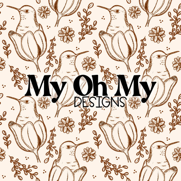 Hummingbirds, flowers - Seamless File