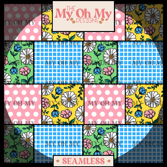 Flowers, floral patchwork - Seamless File