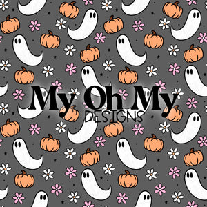 Flowers, Pumpkins, ghosts - Seamless File