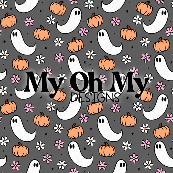 Flowers, Pumpkins, ghosts - Seamless File