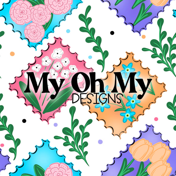 Floral Stamps, Flowers - Seamless File