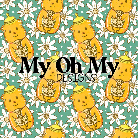 Honey Jar, Bear, Flowers, floral - Seamless File
