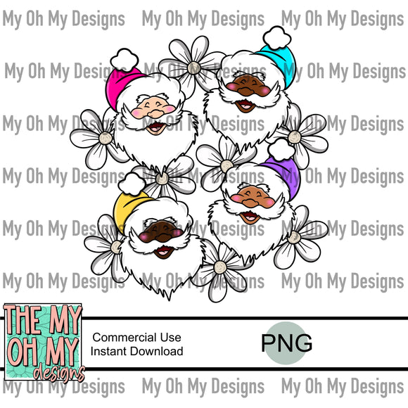 Floral, Santa, Christmas, flowers - PNG File